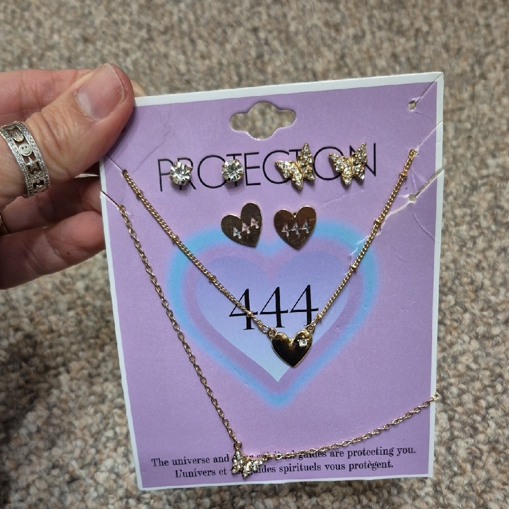 Gold Plated Heart And Butterfly Jewelry Set